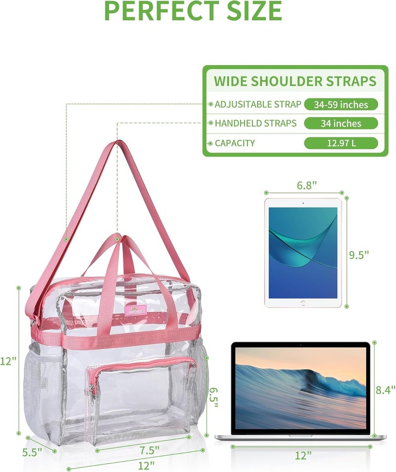 MAYTREE Clear Vinyl Tote Bag, Pink, 12 x 6 x 12 in - Image 2